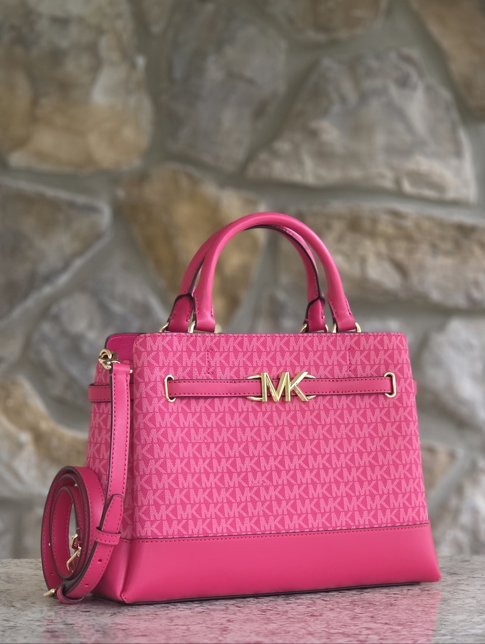 Michael Kors Reed Logo Large Pink Satchel